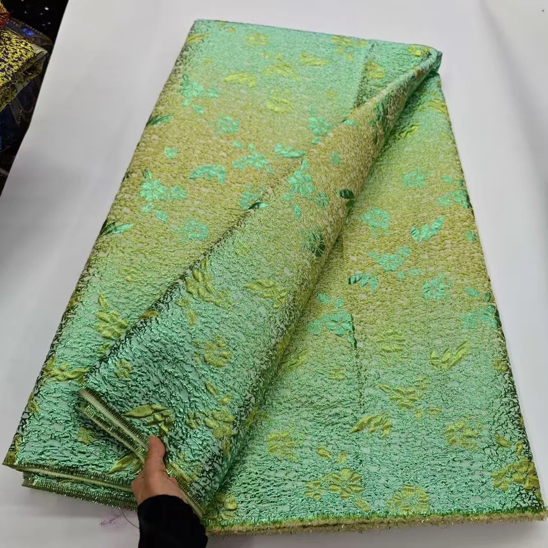 

African Jacquard French Gilded Lace Nigerian Brocade Lace Fabric Evening Party Dresses High Quality for Women Sewing VHD6314