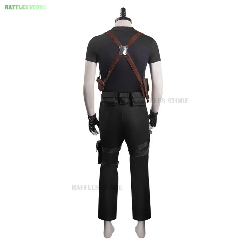 Disfraz de Resident 4 Remake Leon Kennedy, peluca, uniformes de lucha, disfraz de Cosplay malvado de riesgo biológico, Carnaval de Halloween para hombres adultos