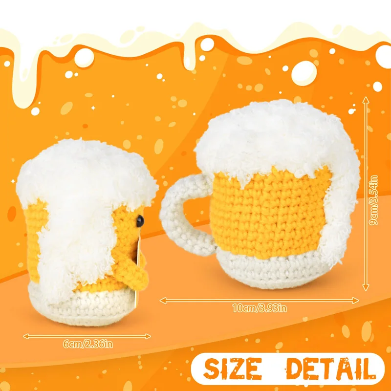 Funny Crochet Beer Handmade Ornaments Emotional Support With Card Desktop Ornament Handmade Knitte Beer Festival Gift Home Decor - view 2