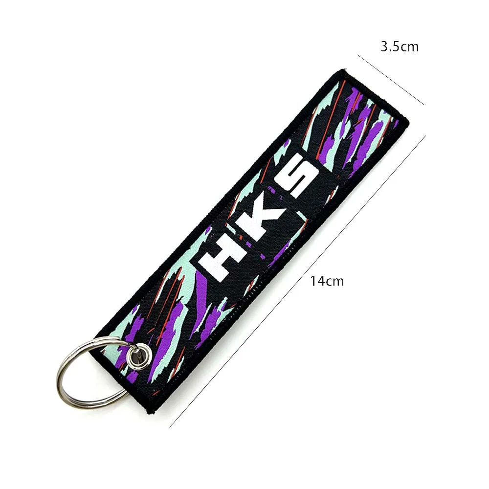 JDM HKS Keychain Embroidered Woven Personality Fashion Cloth ADVAN Key Chain Car Motorcycle Key Rings Key Holder Pendant Nos