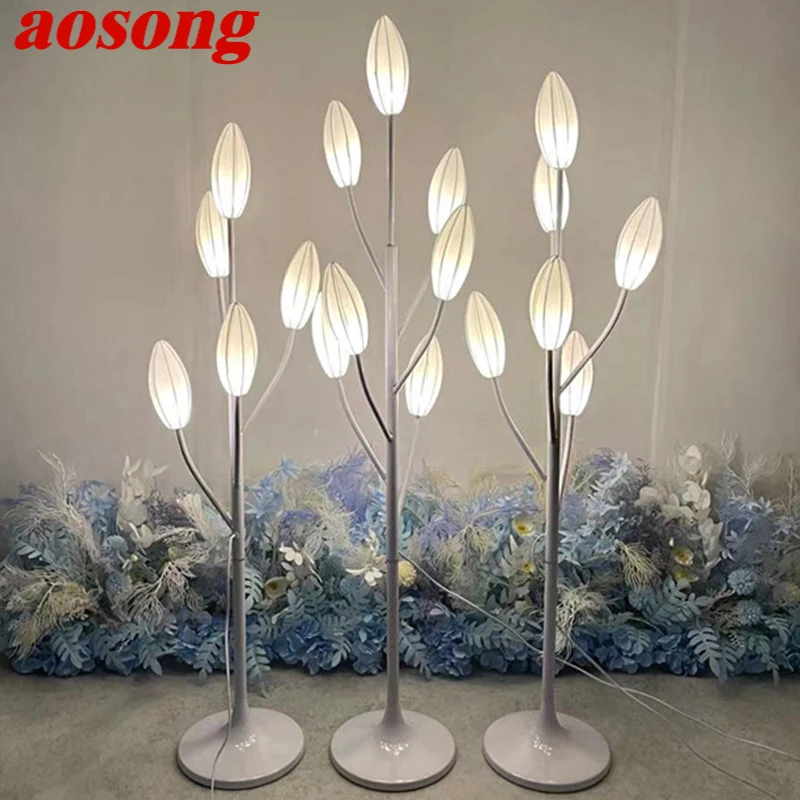 AOSONG Modern White lily Wedding Lights Festive AtmosphereLED Light for Party Stage Road Lead Background Decoration