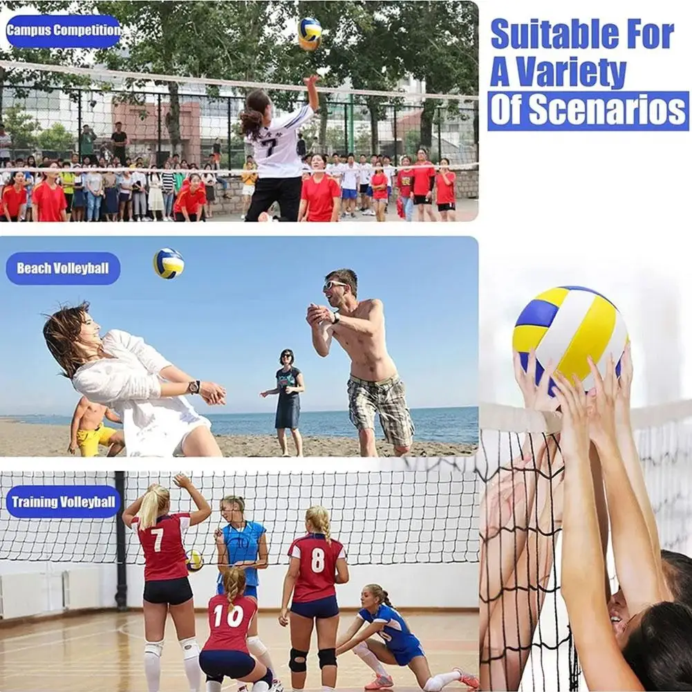 Taglia 5 pallavolo Standard blu bianco giallo PU morbido gonfiabile impermeabile pallavolo all'interno della palla pratica della scuola della spiaggia all'aperto