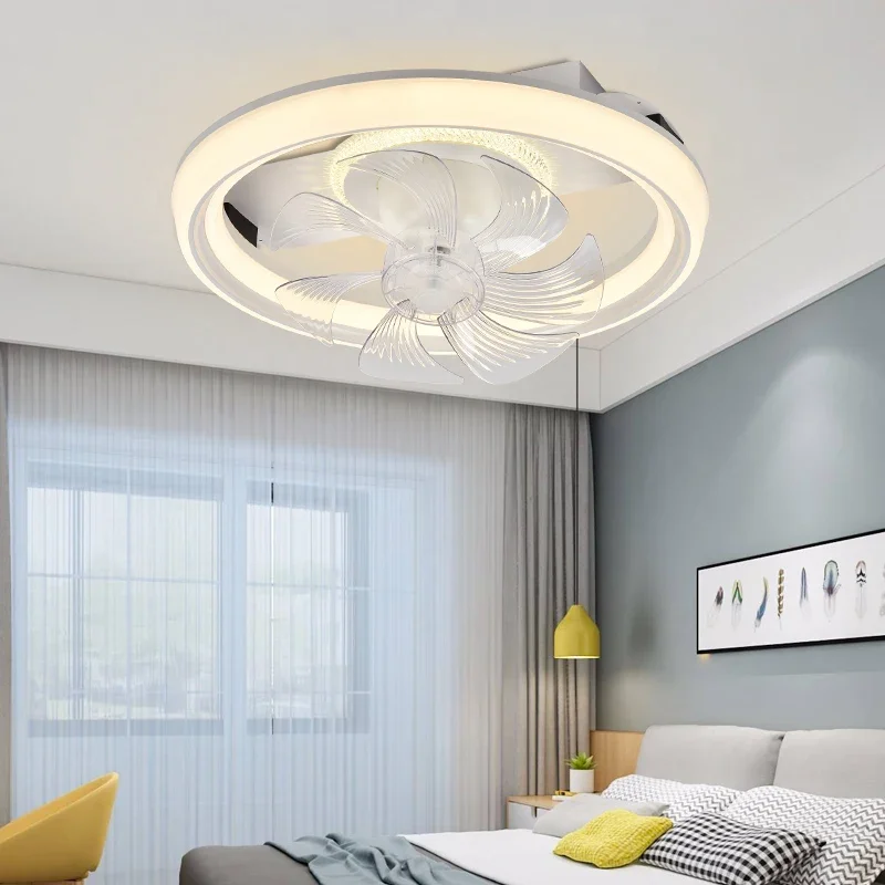 

Nordic wind hotel living room LED fan light bedroom intelligent remote control 110V-220v restaurant ceiling fan light ﻿