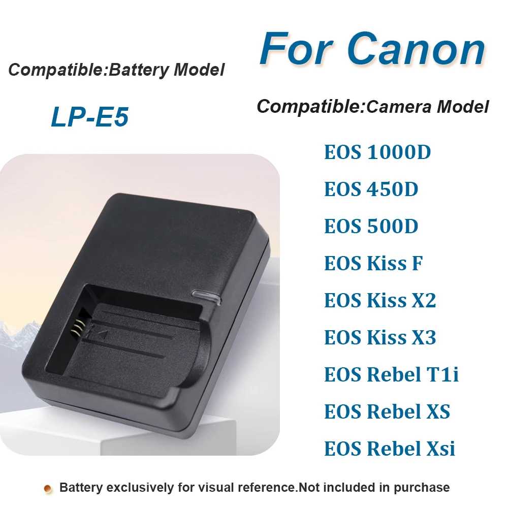 LC-E5/LC-E5C Batterieladegerät für Canon LP-E5 EOS Kiss X2, Kiss X3, Rebel T1i, Rebel XS, Rebel Xsi, 450D, 500D, 1000D Kamera – Detail 3