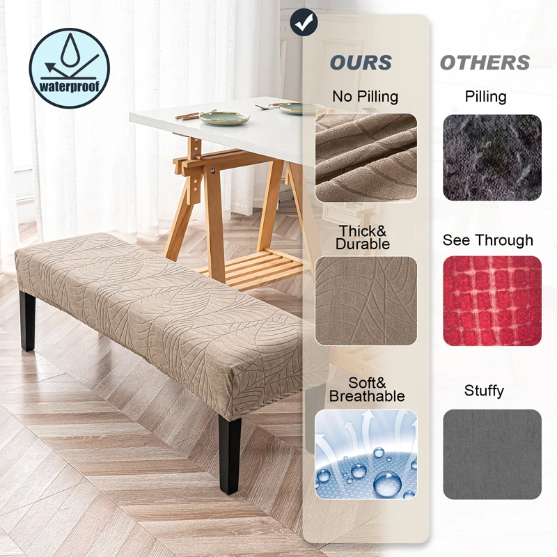 Long Bench Cover Jacquard All-inclusive Piano Stool Cover Living Room Bench Seat Protector Anti-Dust Rectangle Chair Slipcover