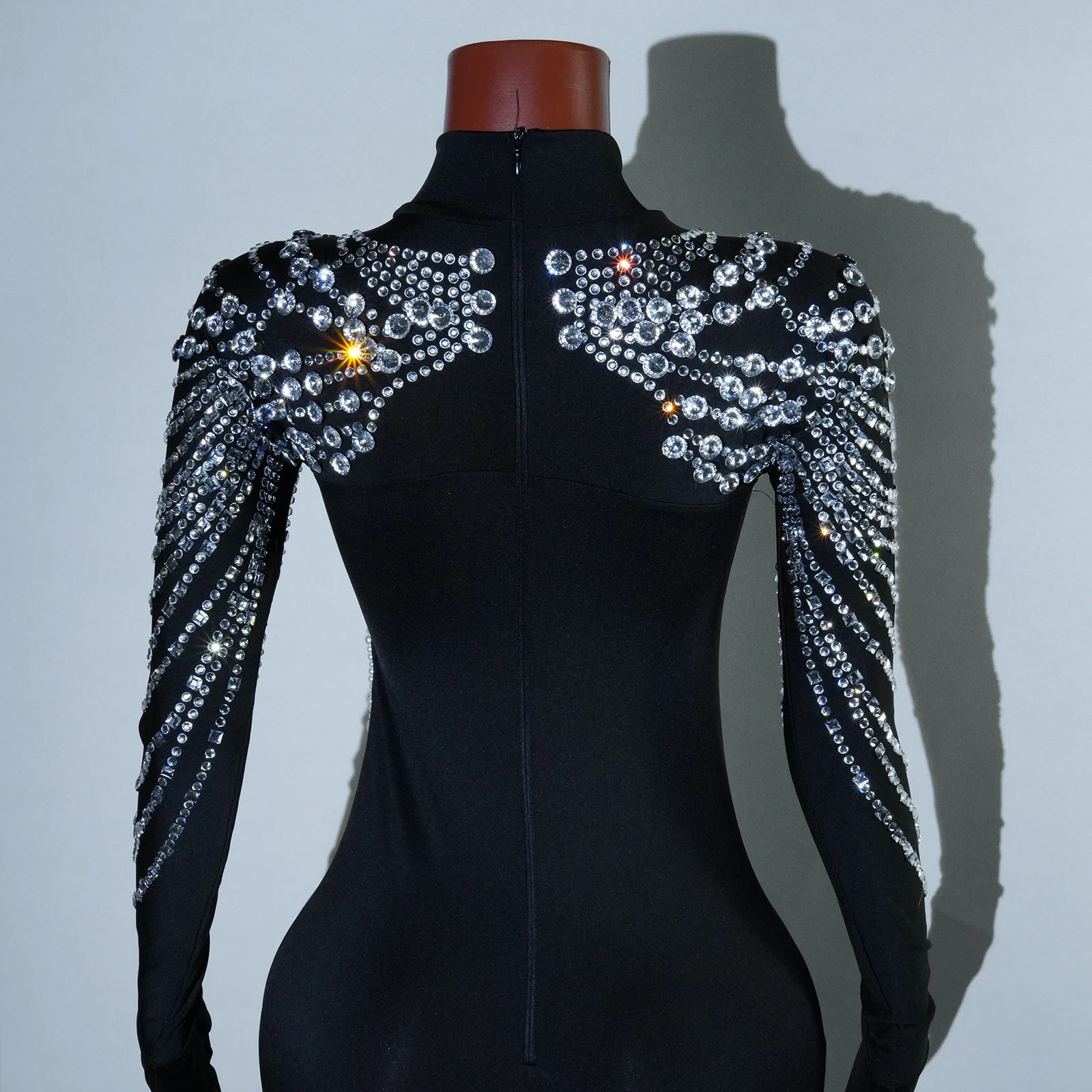 Super Sparkling Luxury Rhinestones Black Jumpsuit Singer dj Dancer Stage Performance Costume Nightclub Evening Party Drag Queen