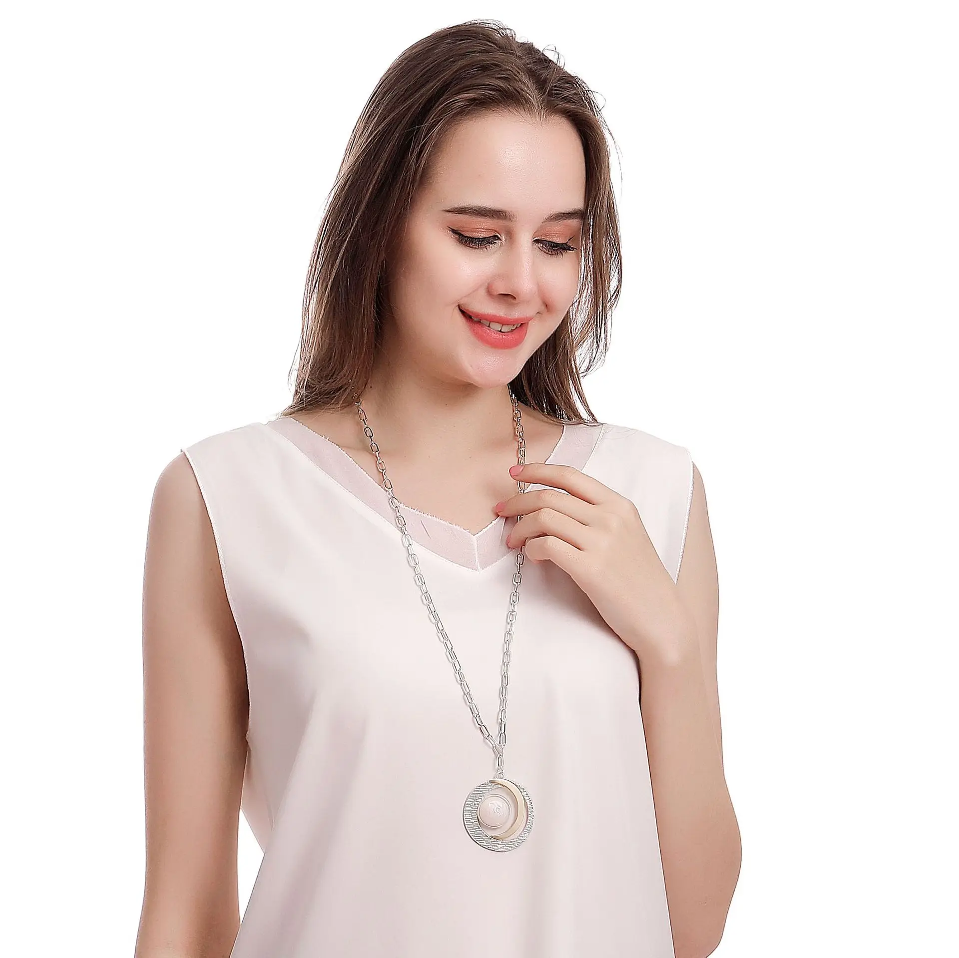 DIY accessories explosion inlaid gold silver-plated pearl tide brand cross chain gold-plated geometric women's sweater chain