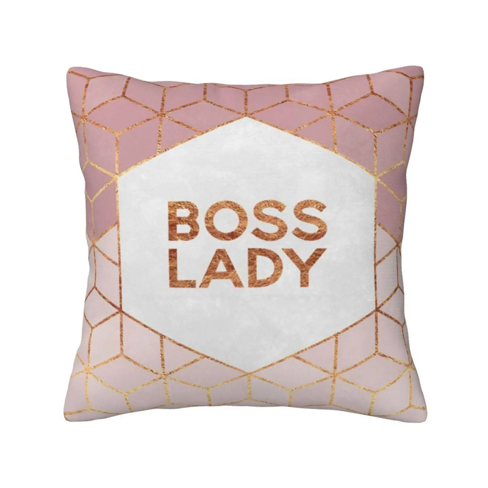 

Boss Lady Home Sofa Car Cushion Cover Pillowcase Bosslady Girlboss Lady Boss Pink Girly Feminine Text Words Typography Hexagon