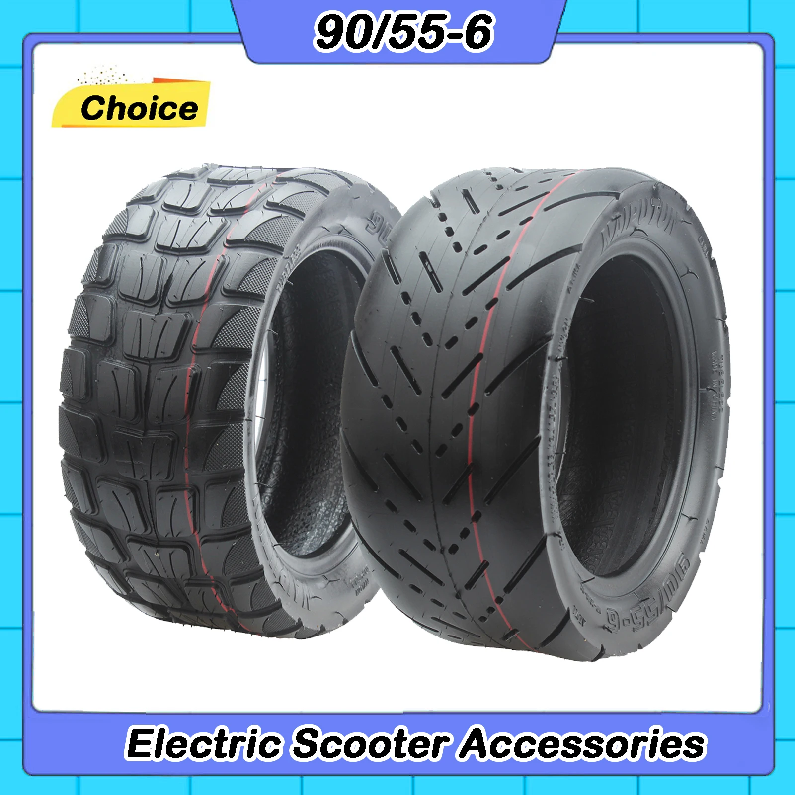 

NAIPUTUN 90/55-6 Tubeless Tyre Thickened Off-road and Road Tire Vacuum Tire for Electric Scooter Accessories