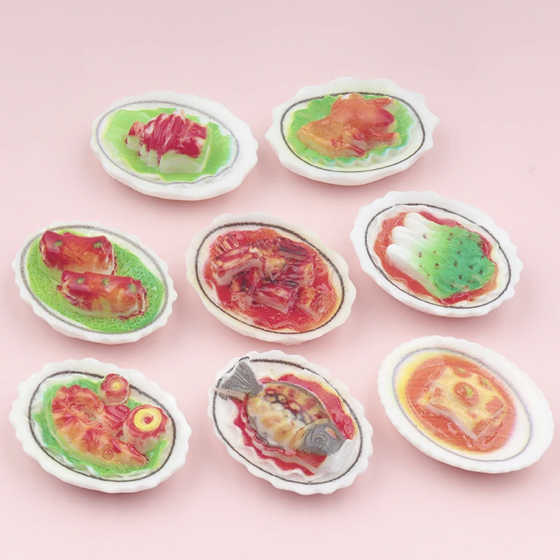 20/100PC Chinese-style Dishware Plate Series Resin Flat Back Cabochons for Hairpin Scrapbooking DIY Craft Miniatures Accessories