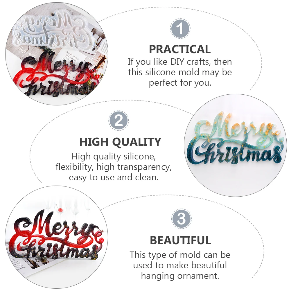 

Christmas Letter Silicone Mold Flexible High Transparency Diy Craft Mold For Hanging Ornament Making Jewelry Accessory