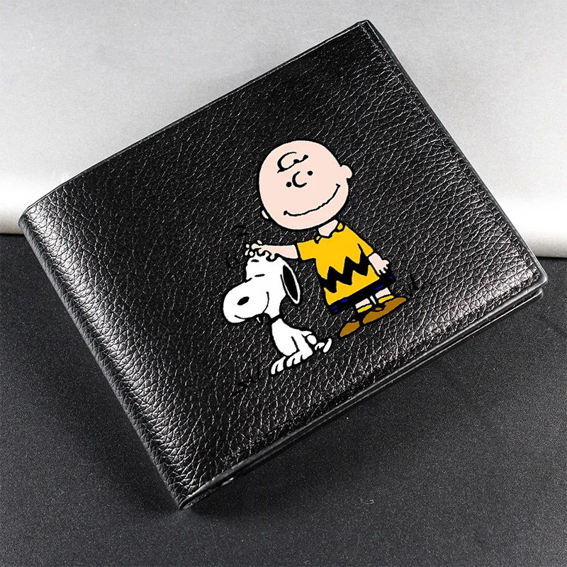 Cartera de negocios con estampado de cambio de dinero de Snoopy, monedero corto, tarjetero de estilo minimalista, regalo de cumpleaños para niños y niñas