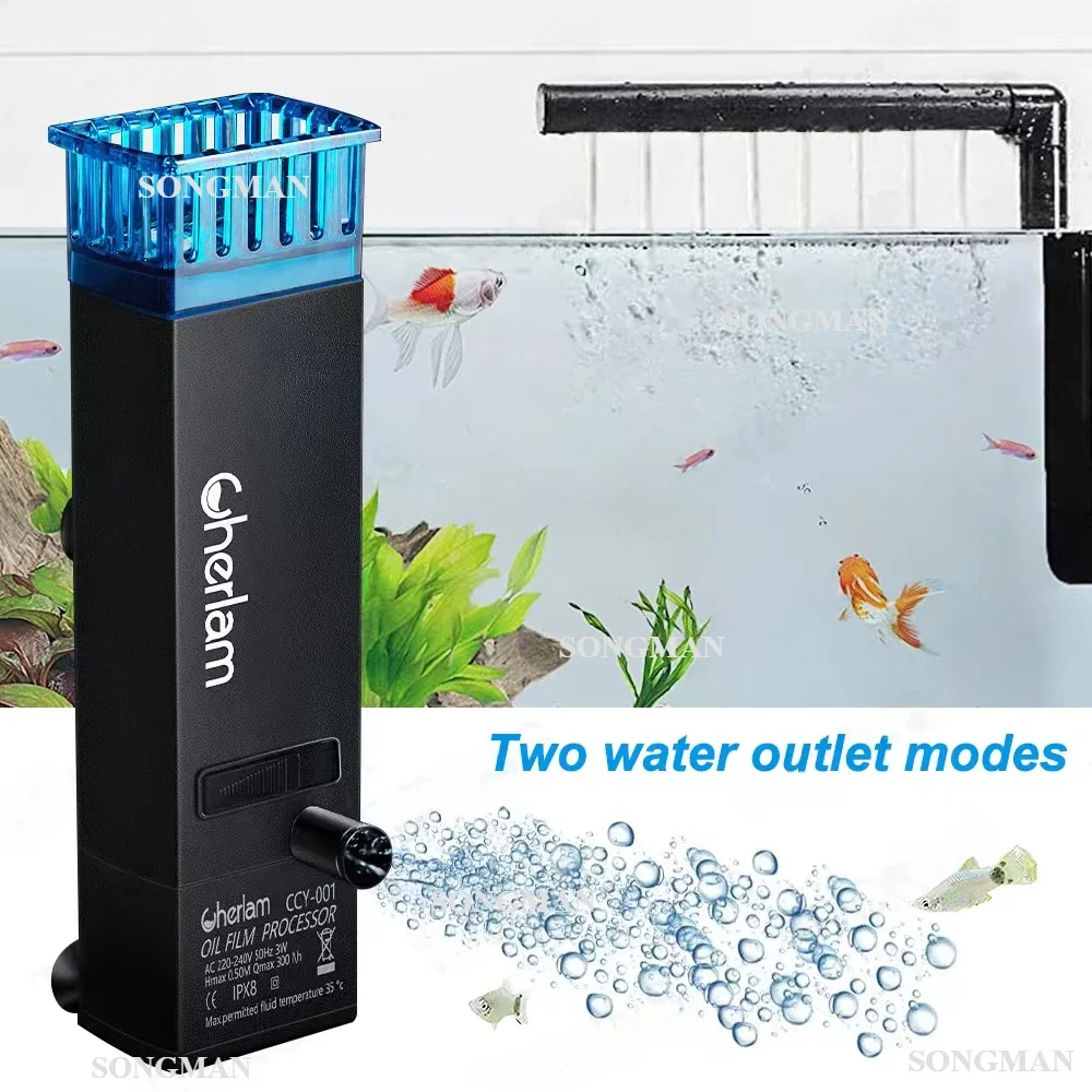 

3W Aquarium Surface Oil Skimmer Filter Mini Mute Auto Oil Film Processor Remove Tool for Fish Tank Water Filtration 220-240V