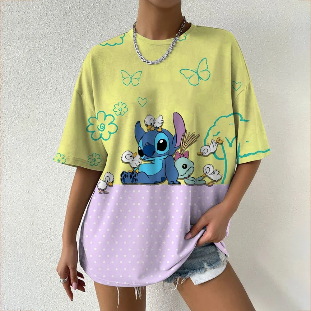 

Women's Disney-patterned summer and autumn loose short-sleeved guitar heart-shaped print casual oversized