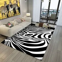 Animal Zebra Pattern Carpet Living Room Bedroom Soft Carpets Kitchen Bathroom Anti-slip Floor Mats Hallway Rugs Home Decor