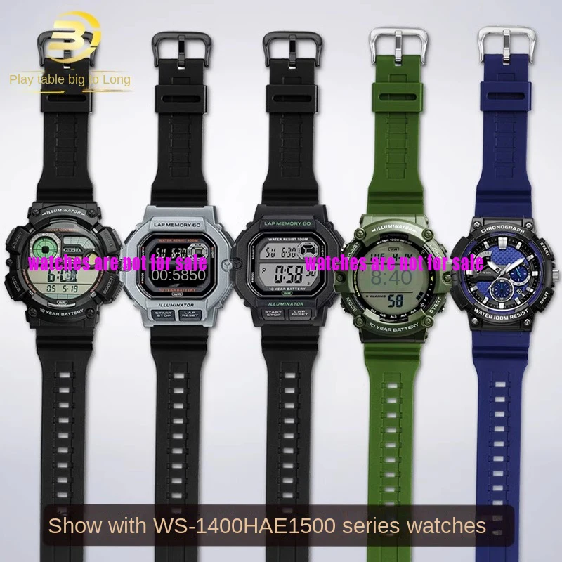 18mm resin watchband  for Casio WS-1400H/1300/1500 W-737H AE1500 series waterproof silicone watch strap Rubber Belt