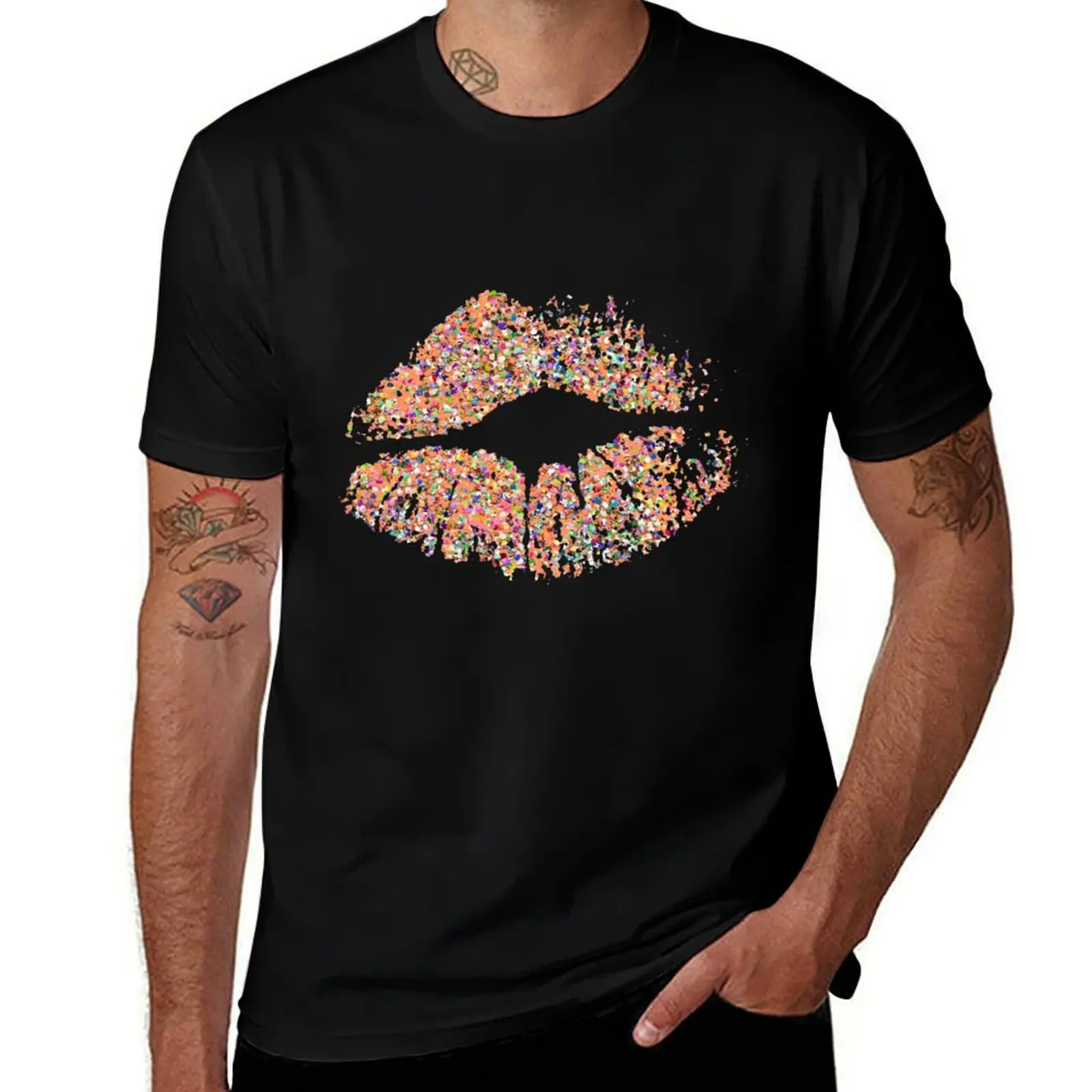

Stylish Multicolor Grit Glitter Lips #7 T-Shirt man t shirt heavy cotton t shirt man designer T-Shirt