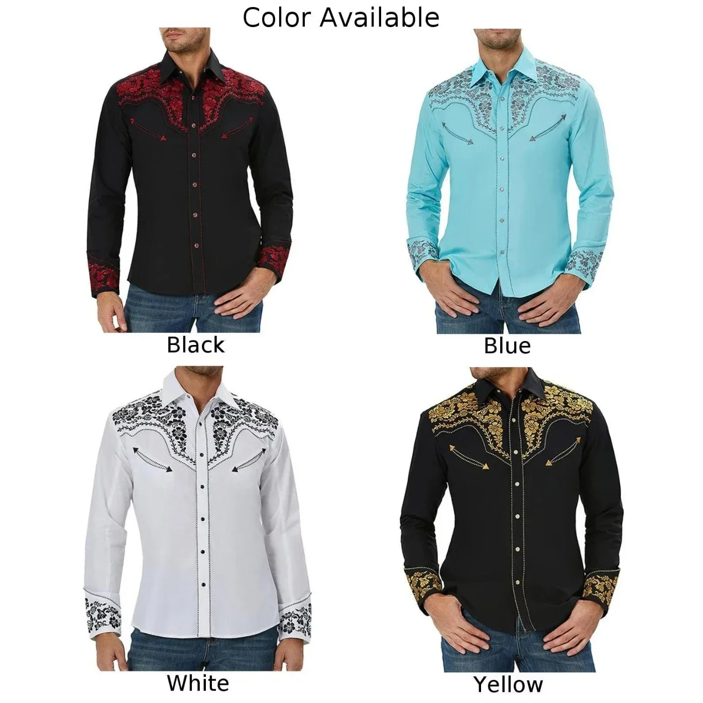 Retro Man Shirts And Blouses Western Graphic Print Long Sleeve Casual Vintage Slim Single Breasted Tops Clothing Shirt For Men