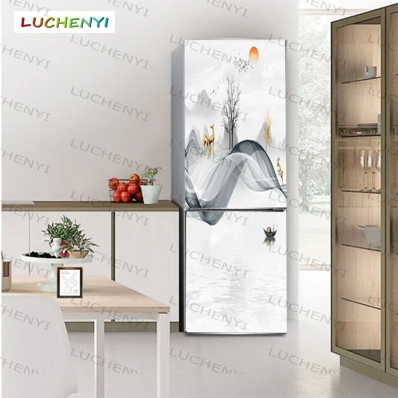 Papel de pared Custom landscape moose 3d fridge sticker wallpaper,living room kitchen restaurant bedroom shop paper home decor