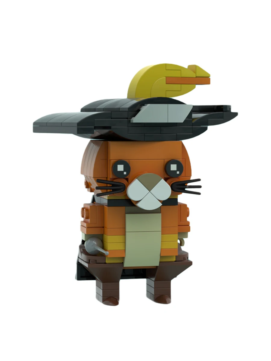 

Boot-Wearing Cat MOC Building Blocks, Swashbuckling Feline with Feathered Hat, Adventure DIY Toy for Kids
