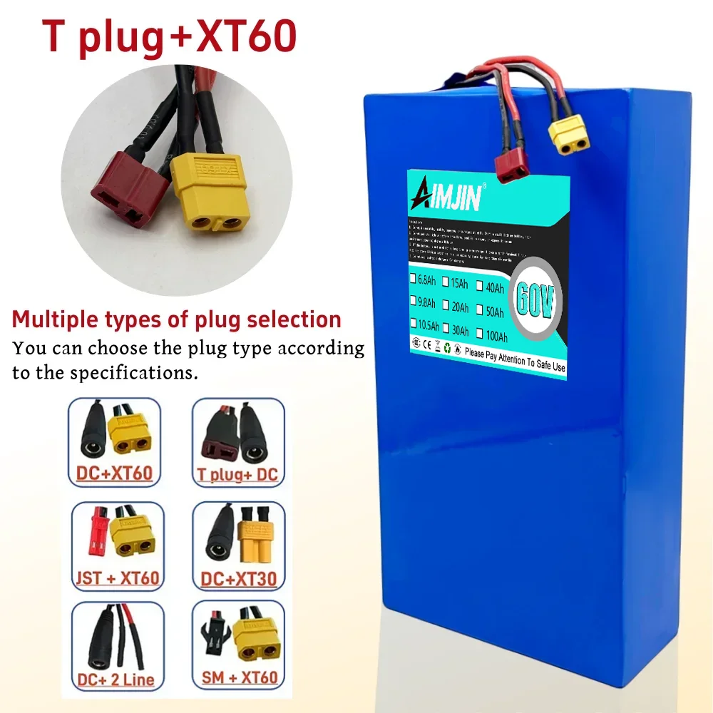 16S8P 60V Brand new 18650 lithium battery pack 40Ah suitable for various transportation vehicles 1000-3000W high-power battery