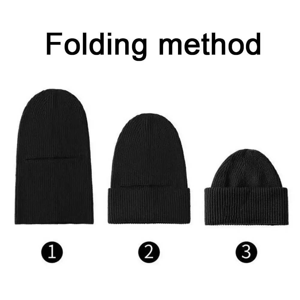 Maska 2w1 Czapka typu beanie Dzianinowa Gruba Zimowa Kominiarka Narciarska Pełna Maska na Twarz Termiczna Wiatroodporna Odporna na Zimno Czapka z Nausznikami do Biegania
