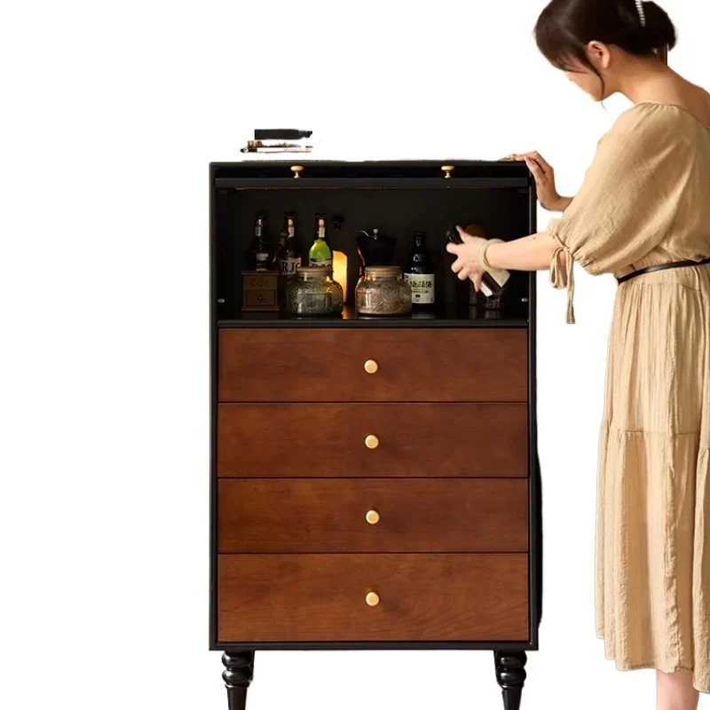 

French retro solid wood chest, antique storage cabinet in the bedroom