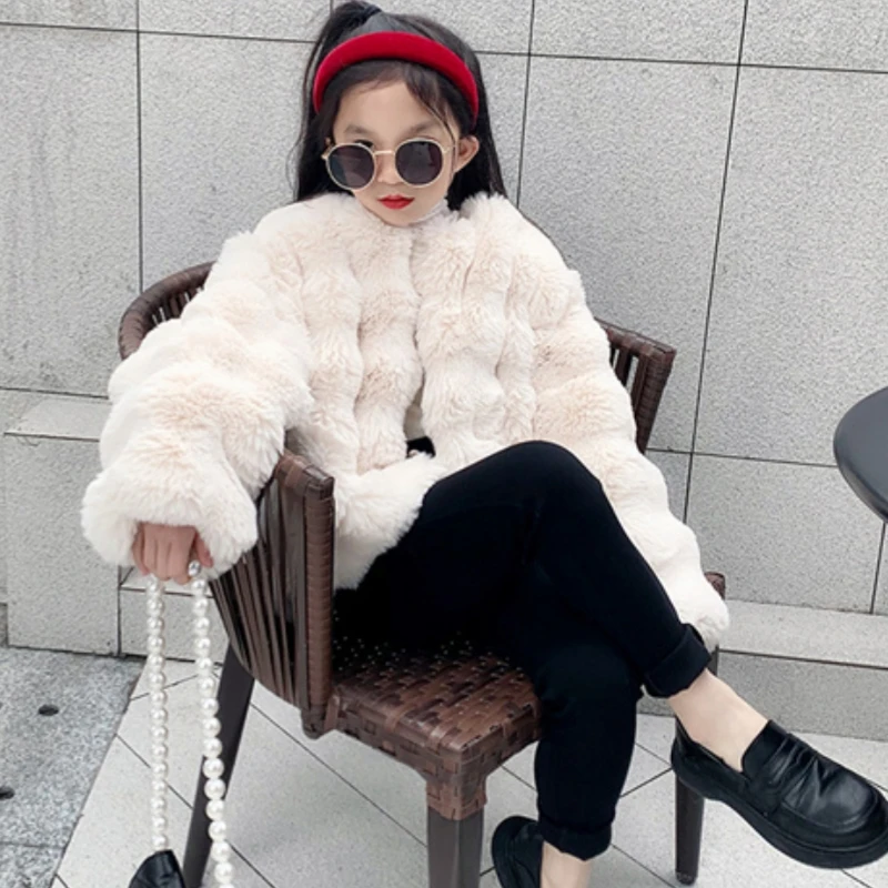 Girls Coat Jacket Winter Cotton Windbreak 2023 Soft Warm Plus Thicken Furs Overcoat Snowsuit Children's Clothing