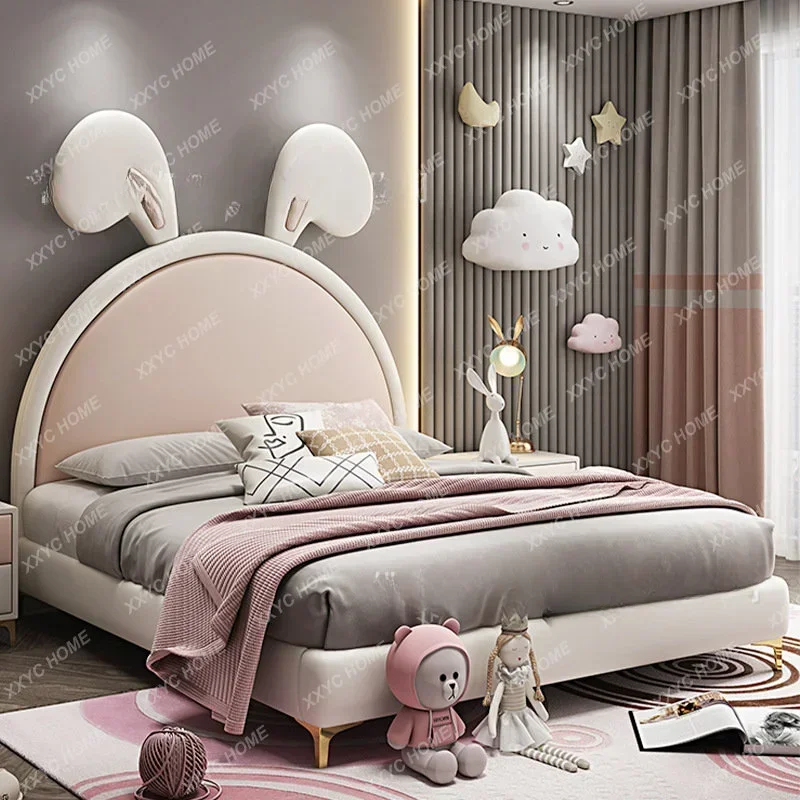 Light Luxury Children's Princess Cartoon Rabbit Ears Girl Single Bed 1.2 M