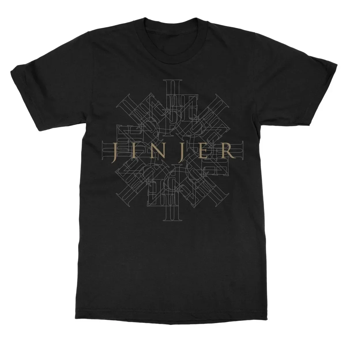 Jinjer Progressive Metal Overlapping Gothic Letter Geometric Graphic Print T Shirt Classic Band Merch Unisex T Shirt