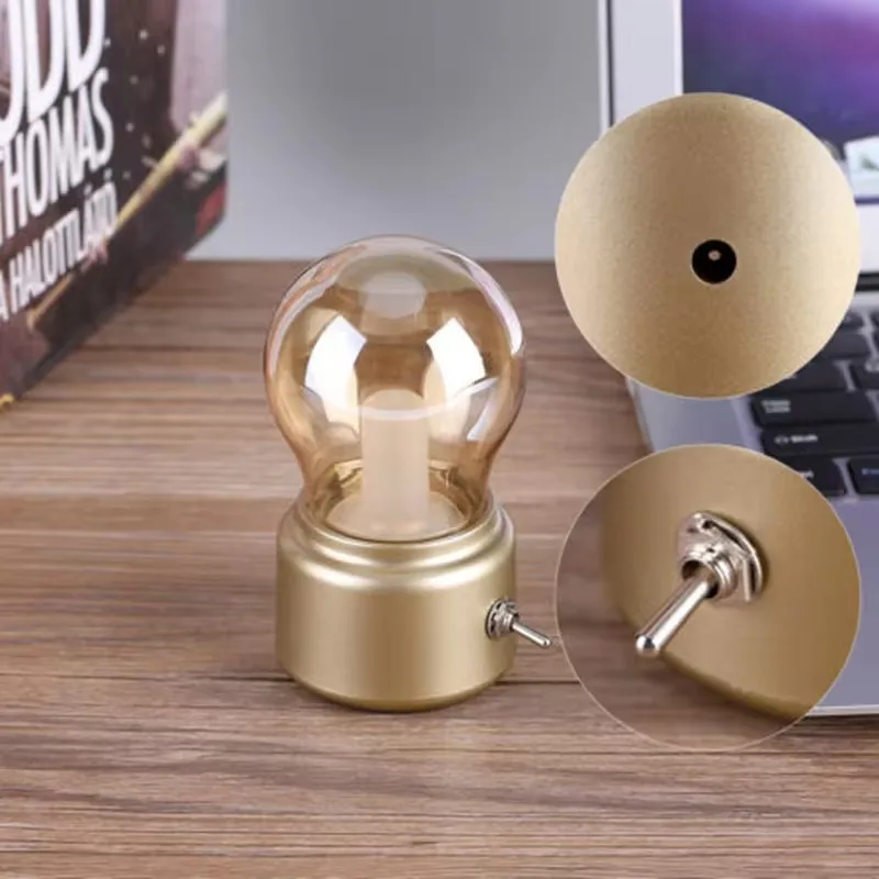 Retro Vintage bombilla LED, luz de noche de moda antigua, recargable por USB, lámpara de mesa de escritorio, lámpara de mesita de noche con