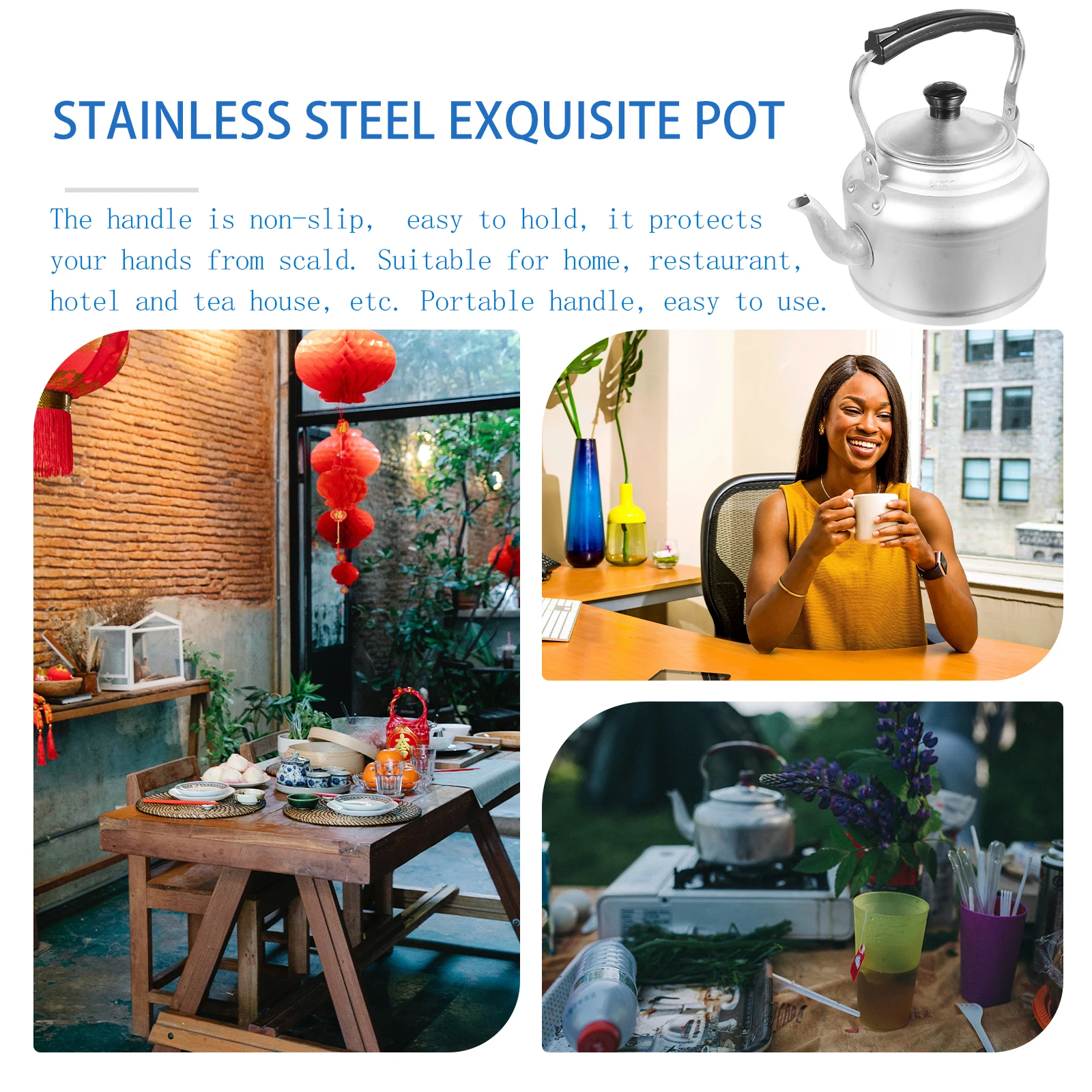 

Aluminum Kettle for Tea Making Drinks Wide Applications Heat Resistance Long Service Life Induction Cookers Gas Stoves Simple