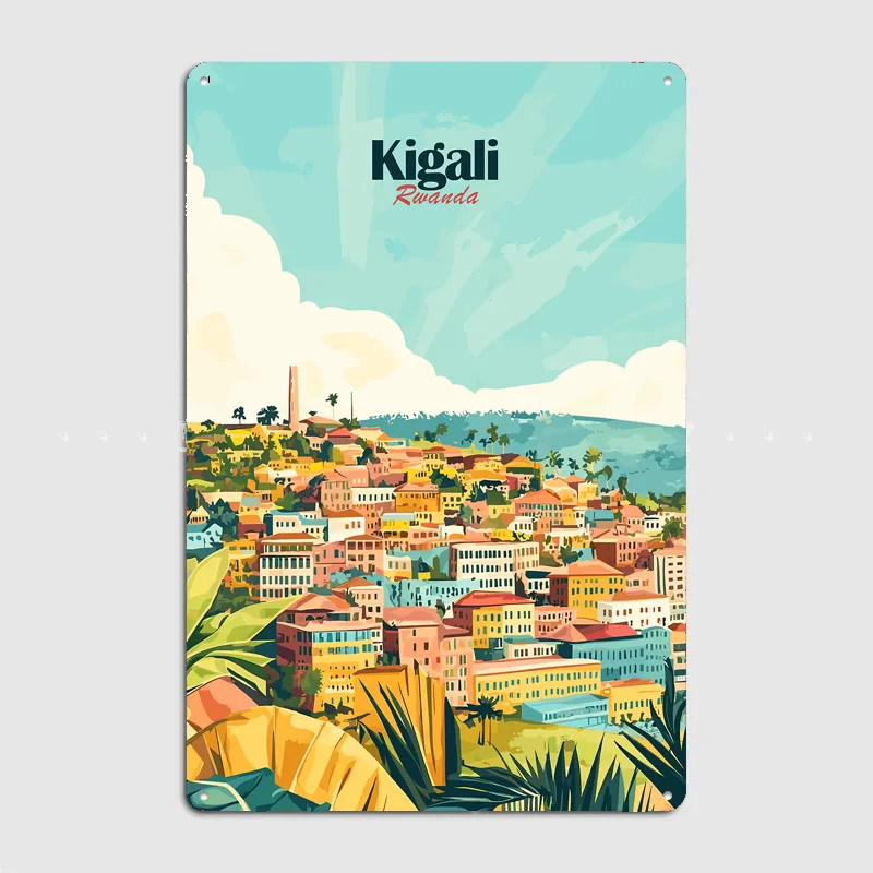 Kigali Rwanda City Scenery Poster Metal Sign Room Decor Life Wall Custom Bedroom Indoor Home Wall Decor Posters Room Decoration