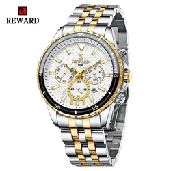 REWARD New Quartz Watches for Men Fashion Casual Wristwatch Luminous Calendar Water Resistant Stainless Business Wrist Watches