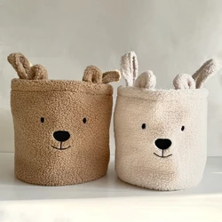 S/L Sherpa Canvas Teddy Bear Storage Basket Household Children Laundry Toys Storage Bag Snacks Sundries Organizer