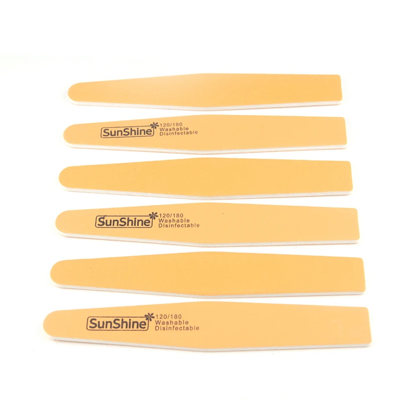 SunShine 10pcs Professional Wooden Nail File Emery Board Strong Thick 120/180 Grit for UV Gel Polish Manicure Sanding Care Tools