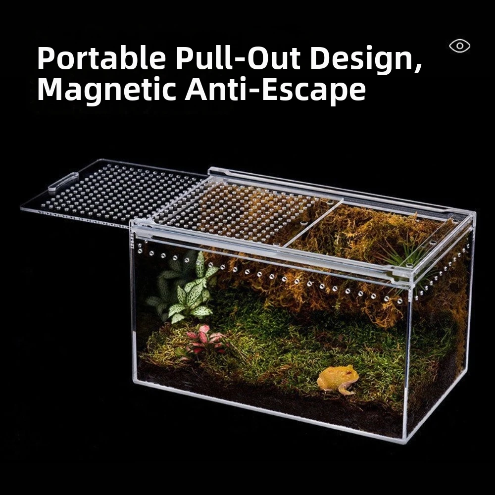 Transparentes Reptilien-Terrarium aus Acryl, einfach zu installieren, Zuchtkasten für Eidechsen, belüftetes, ausbruchsicheres Gehege für Geckos. – Detail 2