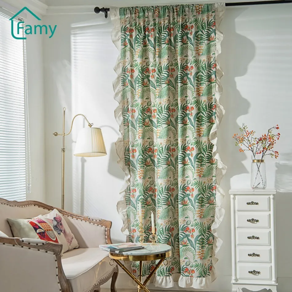 

Lotus Leaf Fringe Curtains Living Room Curtains Cotton And Linen Half Blackout Bedroom Door Curtain Christmas Window Curtain