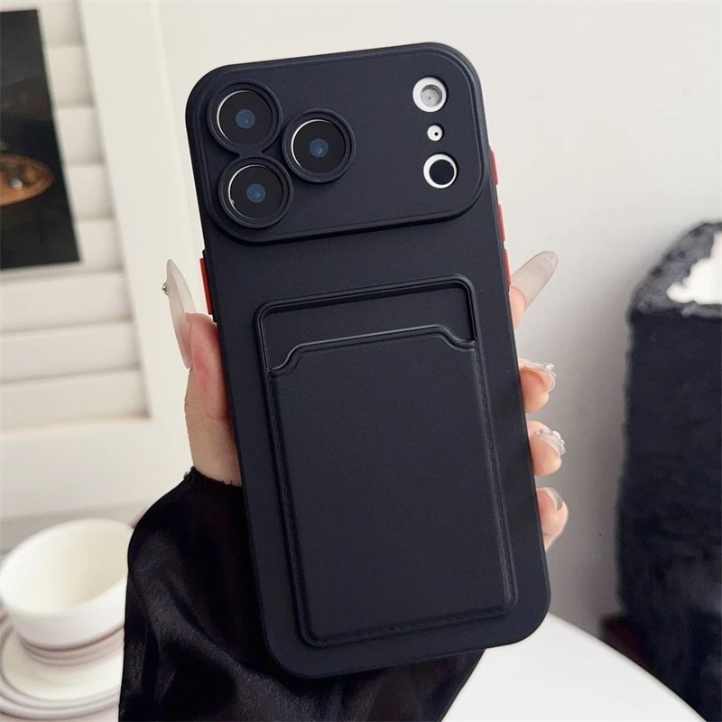 Kartenhalter-Slot-Brieftaschen-Telefonhülle für iPhone 17, Air 11, 12, 13, 14, 15 Plus, 16, 17 Pro Max, stoßfeste, weiche, matte Silikon-Rückseite – Detail 8