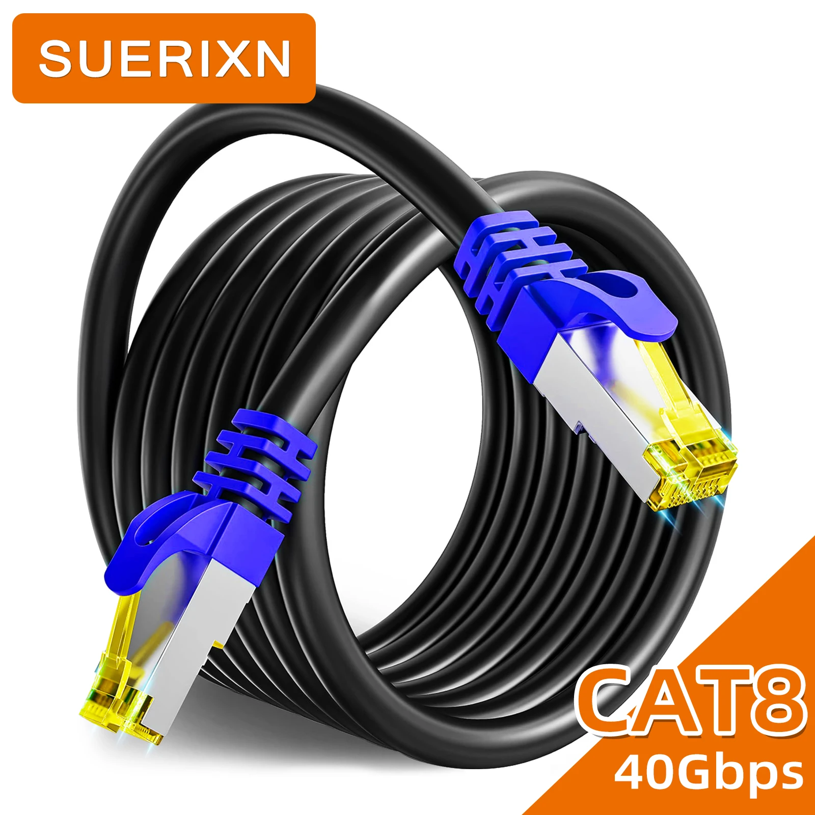 SUERIXN CAT8 High Speed Ethernet Cable 40Gbps SSTP RJ45 Lan Patch Cord for Laptop Modem Router Internet Network Cable Cat 8