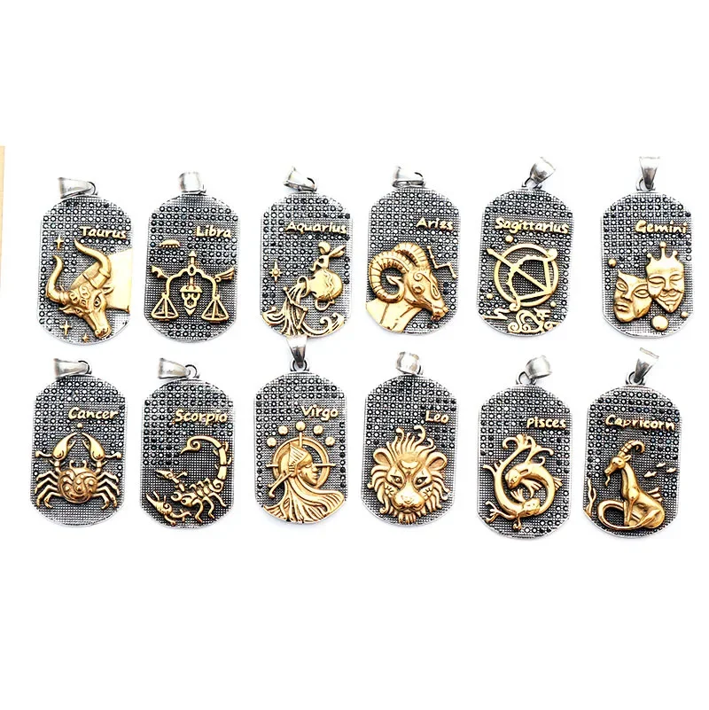 

CHUANGCHENG 1 set of 12 constellation 12 pendant stainless steel necklace with 14K gold-plated and silver plated jewelry