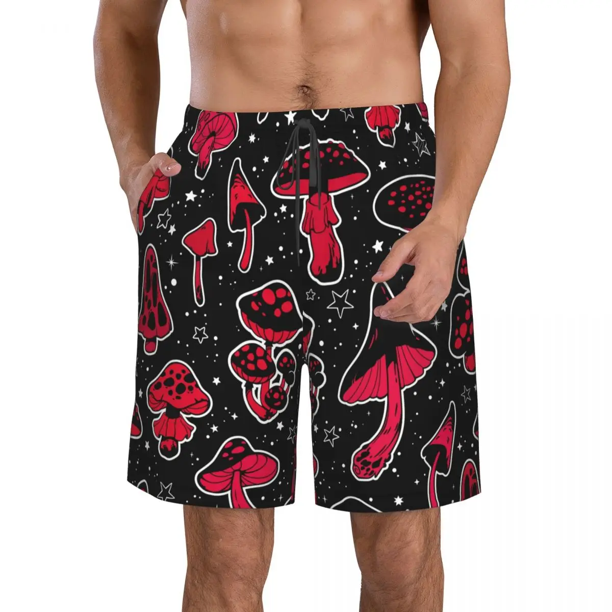 Mens Swimming Shorts Swimwear Red Fly Agarics Mushroom Men Trunks Swimsuit Beach Wear Boardshorts