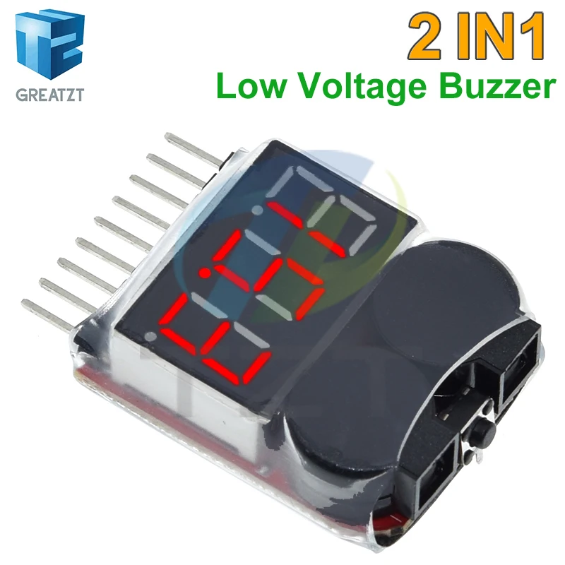 TZT 1-8S Lipo/Li-ion/Fe RC helicopter airplane boat etc Battery Voltage 2 IN1 Tester Low Voltage Buzzer Alarm