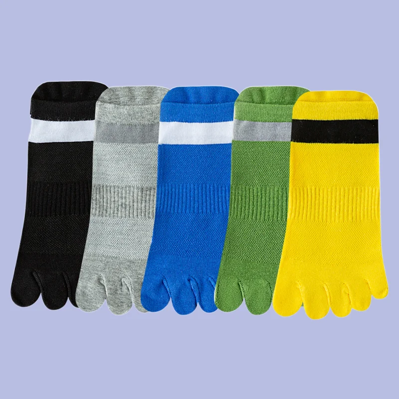 5/10 Pairs Cotton Socks Sweat-Absorbing Split Toe Sports Men's High Quality Men's Fashion Socks Breathable Five Fingers Socks