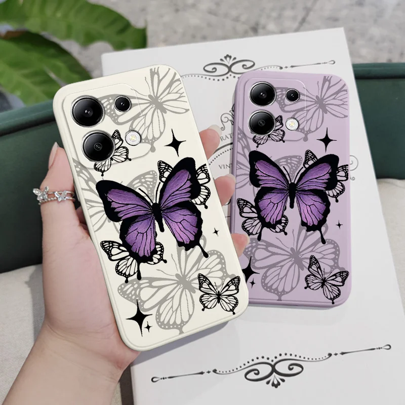 Flying Butterfly Phone Case For Xiaomi Redmi Note 14 13 12 12S 11 11S 10 10S 9 9S Pro Plus 4G 5G Liquid Silicone Cover