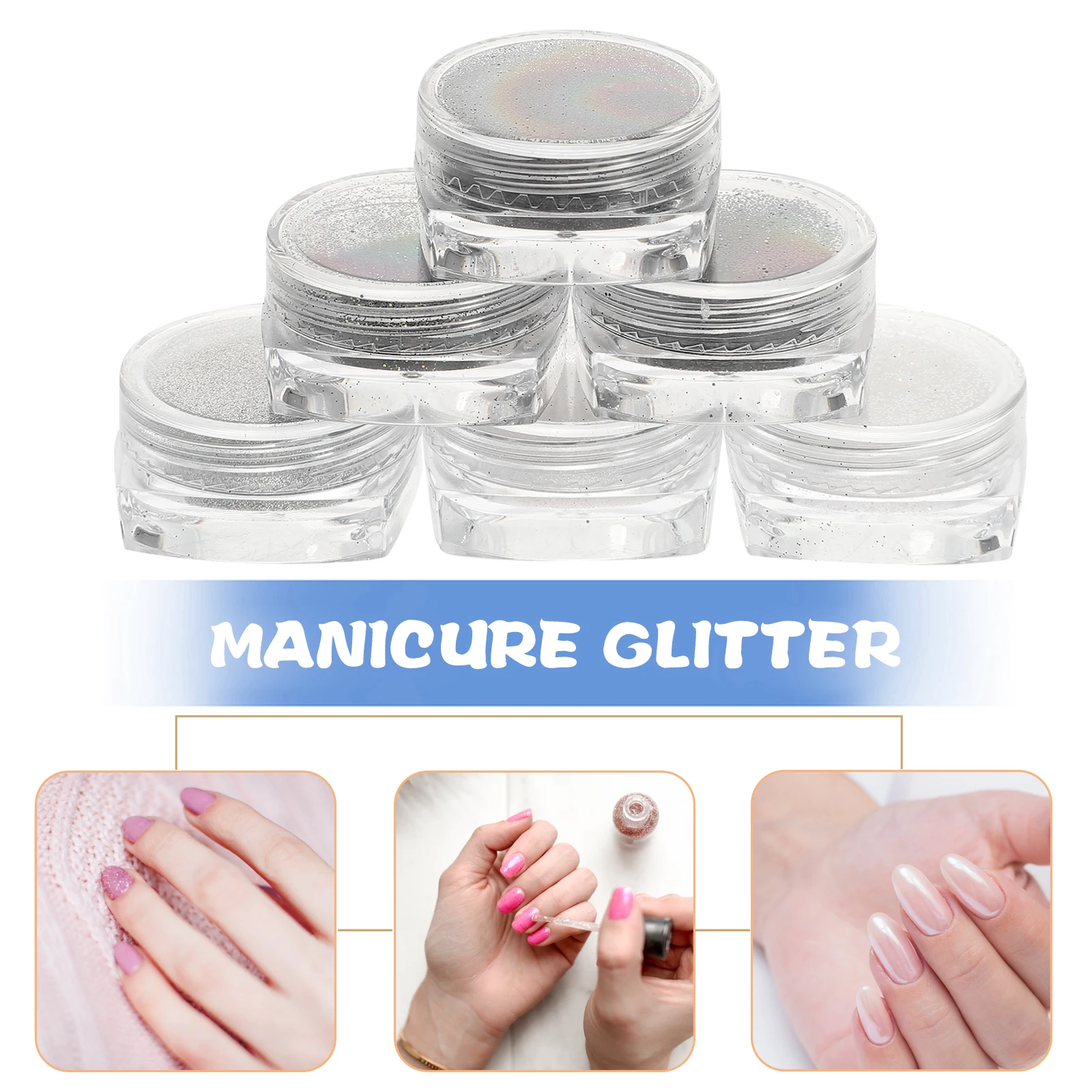 

6 Boxes Powder Nail Glitter for DIY Art Supplies Iridescent Nails Pigment Create At Glitter Powder For Nails Home