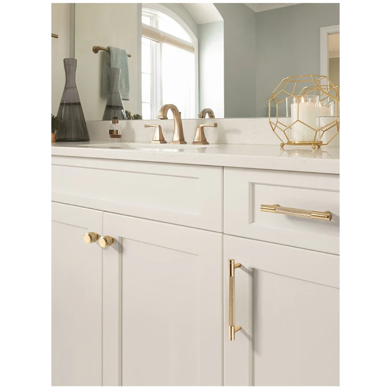 Manufacturer's modern simple wardrobe gold copper drawer cabinet door handle black extended aluminum alloy cabinet handle