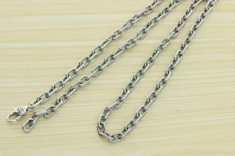 S925 Sterling Silver Chain Necklace Men Fashion handsome retro personality fashion punk national style Thai silver chain