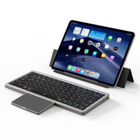 Folding Bluetooth Wireless Keyboard With Touchpad Leather Case Multi Device Keyboard For iPad Laptop Windows Android iOS