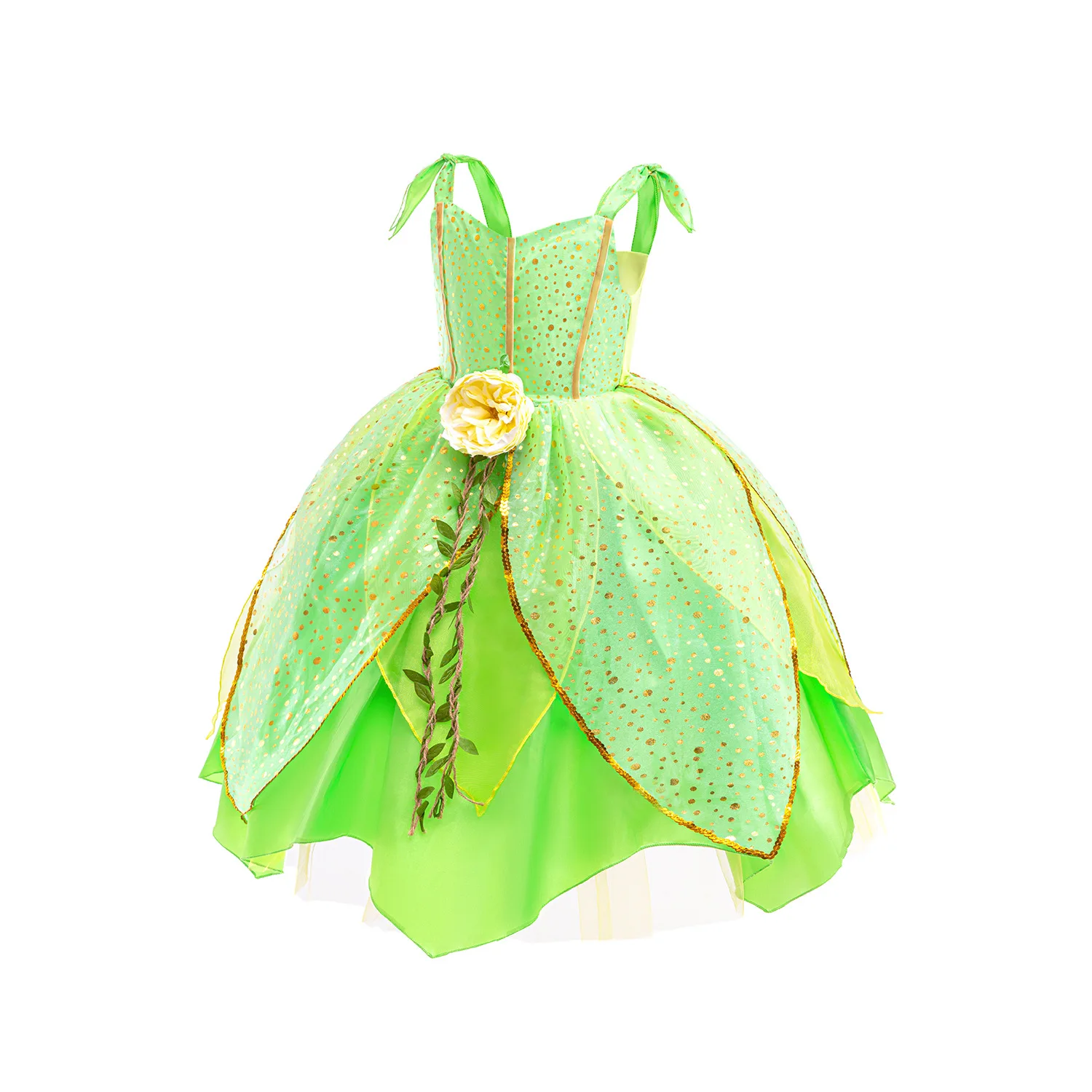 Girls Tinker Bell Costume Kids Green Fairy Princess Tinkerbell Photography Fancy Dress Birthday Party Cosplay Outfits Forest